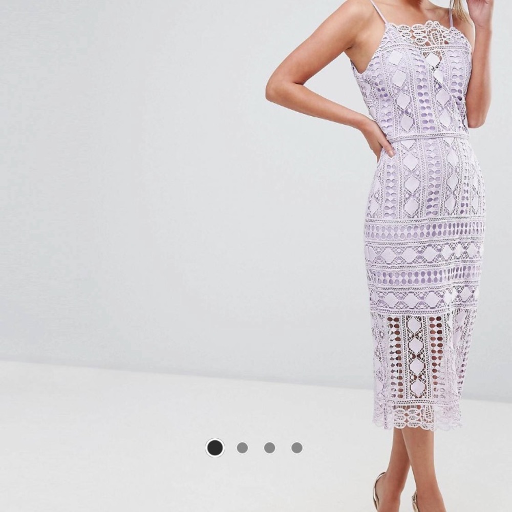 Chi Chi London High Neck Lace Midi Dress w/ V back